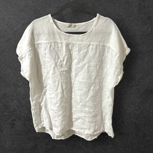 Bellaumbria white 100% linen drop shoulder blouse size 2x